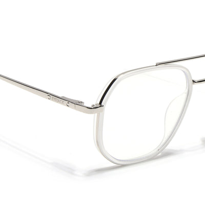 Eyejack Aura Silver & Transparent Wayfarer Eyeglasses for Men & Women (19003FCL1963-C6)