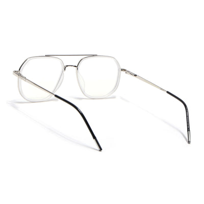 Eyejack Aura Silver & Transparent Wayfarer Eyeglasses for Men & Women (19003FCL1963-C6)