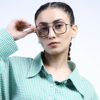 Eyejack Aura Grey & Black Wayfarer Eyeglasses for Men & Women (19004FCL1964-C1)