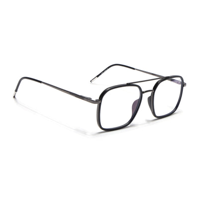 Eyejack Aura Grey & Black Wayfarer Eyeglasses for Men & Women (19004FCL1964-C1)