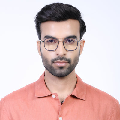 Eyejack Aura Grey & Silver Wayfarer Eyeglasses for Men & Women (19004FCL1965-C2)