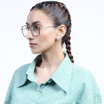 Eyejack Aura Grey & Silver Wayfarer Eyeglasses for Men & Women (19004FCL1965-C2)