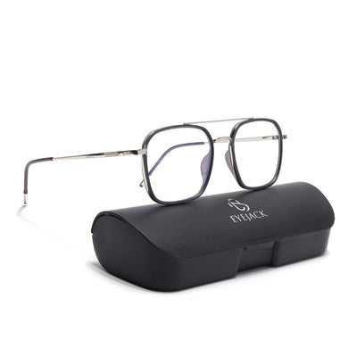 Eyejack Aura Grey & Silver Wayfarer Eyeglasses for Men & Women (19004FCL1965-C2)
