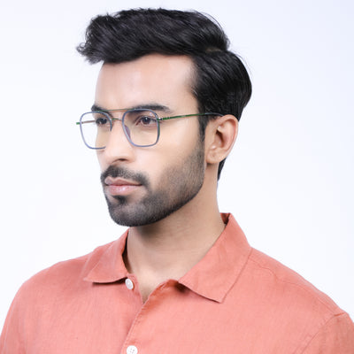 Eyejack Aura Light Grey & Silver Wayfarer Eyeglasses for Men & Women (19004FCL1966-C3)