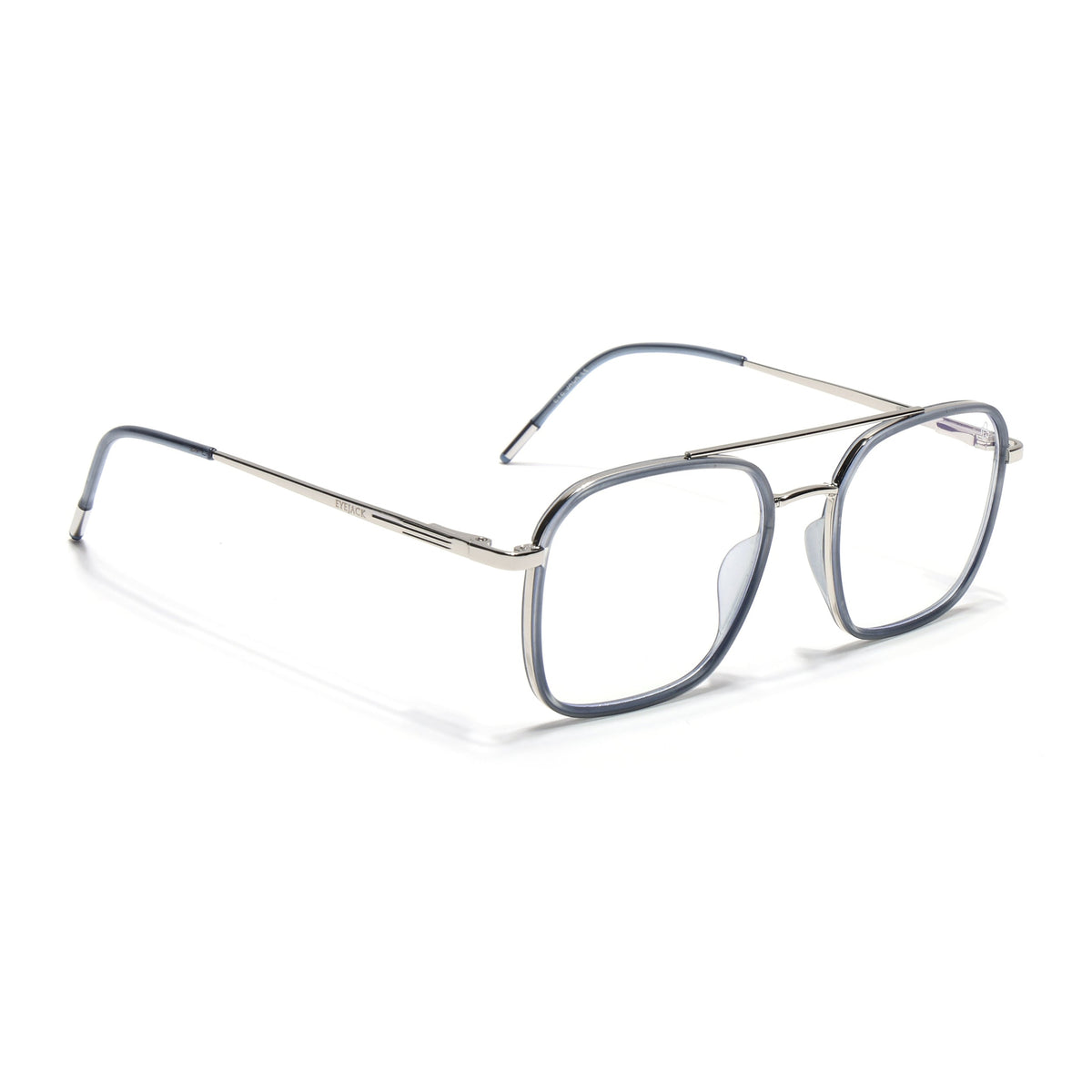 Eyejack Aura Light Grey & Silver Wayfarer Eyeglasses for Men & Women (19004FCL1966-C3)