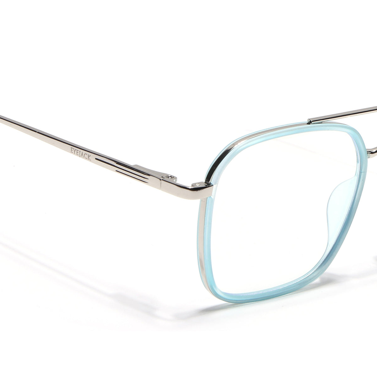 Eyejack Aura Sea Green & Silver Wayfarer Eyeglasses for Men & Women (19004FCL1968-C5)