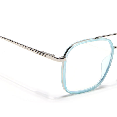 Eyejack Aura Sea Green & Silver Wayfarer Eyeglasses for Men & Women (19004FCL1968-C5)