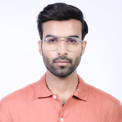 Eyejack Aura Silver & Transparent Wayfarer Eyeglasses for Men & Women (19004FCL1969-C6)