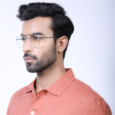 Eyejack Aura Silver & Transparent Wayfarer Eyeglasses for Men & Women (19004FCL1969-C6)