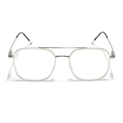 Eyejack Aura Silver & Transparent Wayfarer Eyeglasses for Men & Women (19004FCL1969-C6)