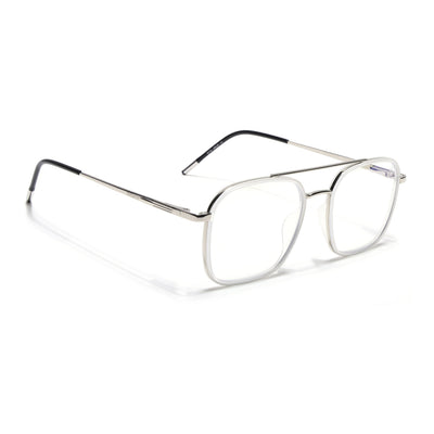 Eyejack Aura Silver & Transparent Wayfarer Eyeglasses for Men & Women (19004FCL1969-C6)