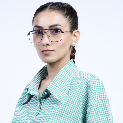 Eyejack Aura Grey & Black Wayfarer Eyeglasses for Men & Women (19005FCL1970-C1)