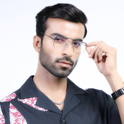 Eyejack Aura Grey & Silver Wayfarer Eyeglasses for Men & Women (19005FCL1971-C2)