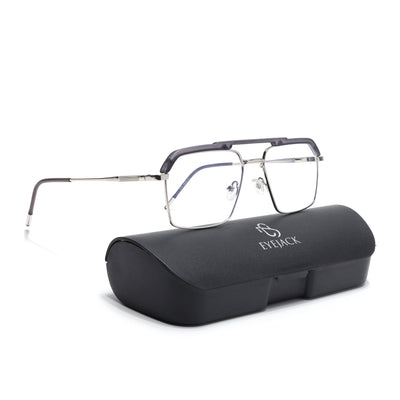 Eyejack Aura Grey & Silver Wayfarer Eyeglasses for Men & Women (19005FCL1971-C2)