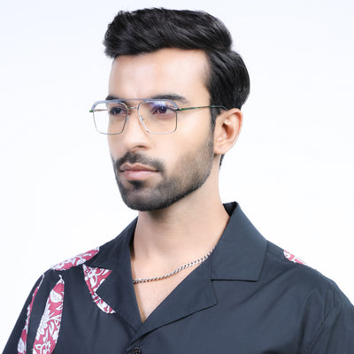 Eyejack Aura Light Grey & Silver Wayfarer Eyeglasses for Men & Women (19005FCL1972-C3)