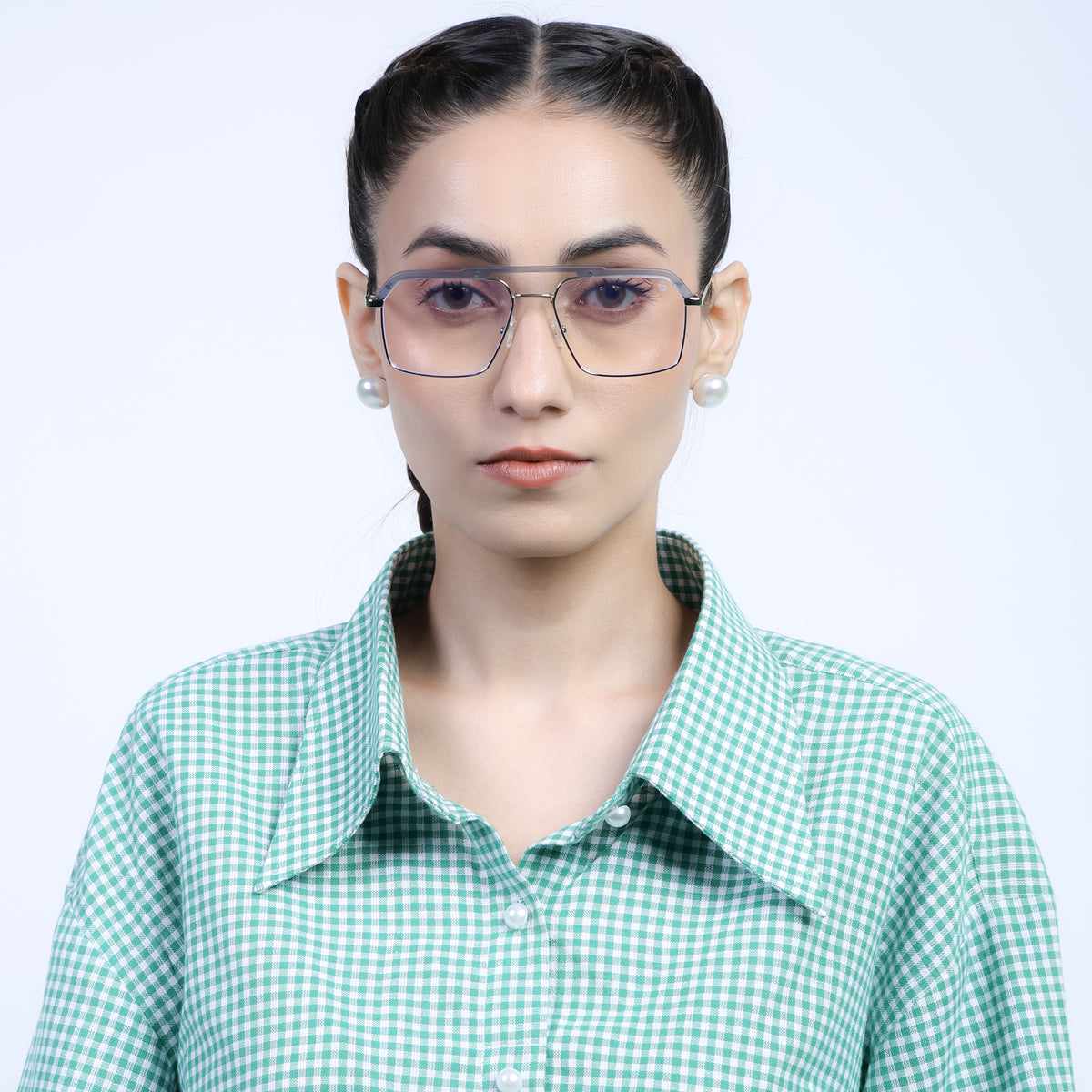 Eyejack Aura Light Grey & Silver Wayfarer Eyeglasses for Men & Women (19005FCL1972-C3)