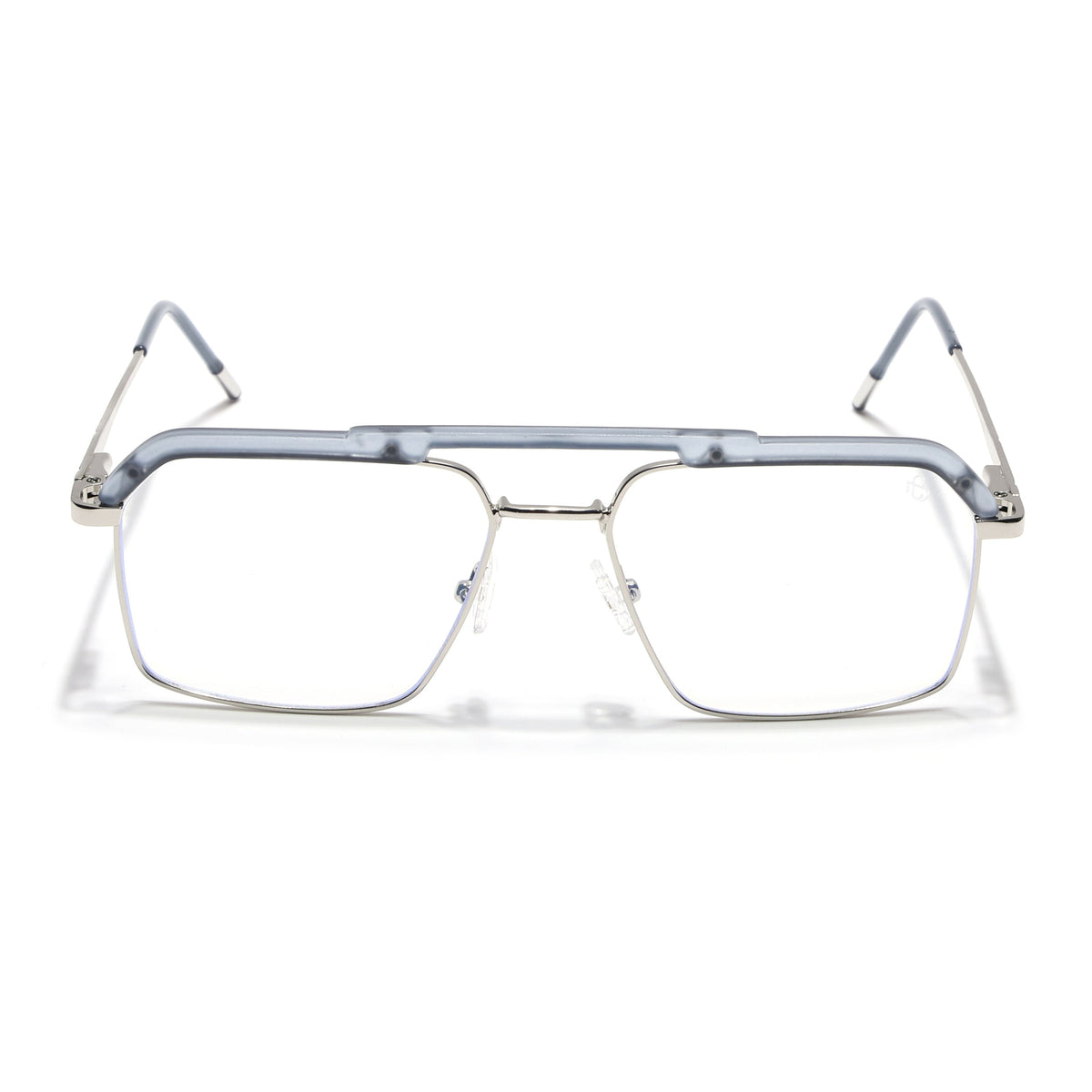 Eyejack Aura Light Grey & Silver Wayfarer Eyeglasses for Men & Women (19005FCL1972-C3)