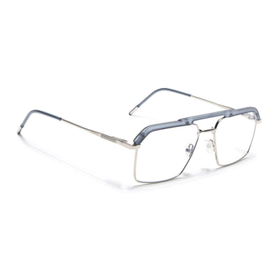 Eyejack Aura Light Grey & Silver Wayfarer Eyeglasses for Men & Women (19005FCL1972-C3)