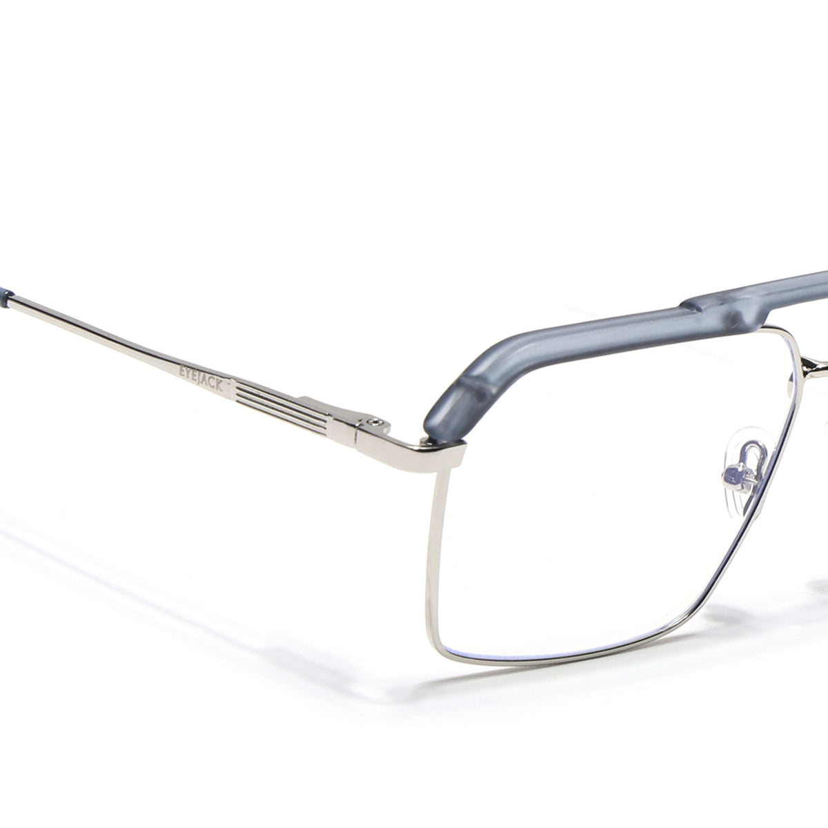 Eyejack Aura Light Grey & Silver Wayfarer Eyeglasses for Men & Women (19005FCL1972-C3)