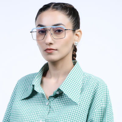 Eyejack Aura Sky Blue & Grey Wayfarer Eyeglasses for Men & Women (19005FCL1973-C4)