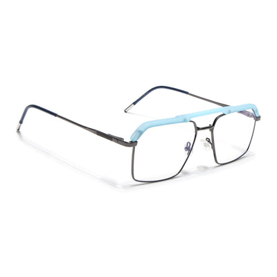 Eyejack Aura Sky Blue & Grey Wayfarer Eyeglasses for Men & Women (19005FCL1973-C4)