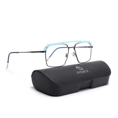 Eyejack Aura Sky Blue & Grey Wayfarer Eyeglasses for Men & Women (19005FCL1973-C4)