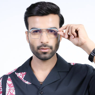 Eyejack Aura Sea Green & Silver Wayfarer Eyeglasses for Men & Women (19005FCL1974-C5)