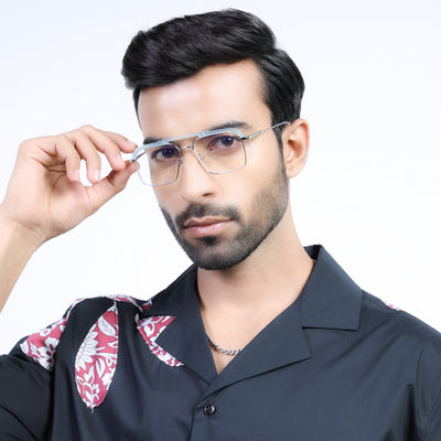 Eyejack Aura Sea Green & Silver Wayfarer Eyeglasses for Men & Women (19005FCL1974-C5)