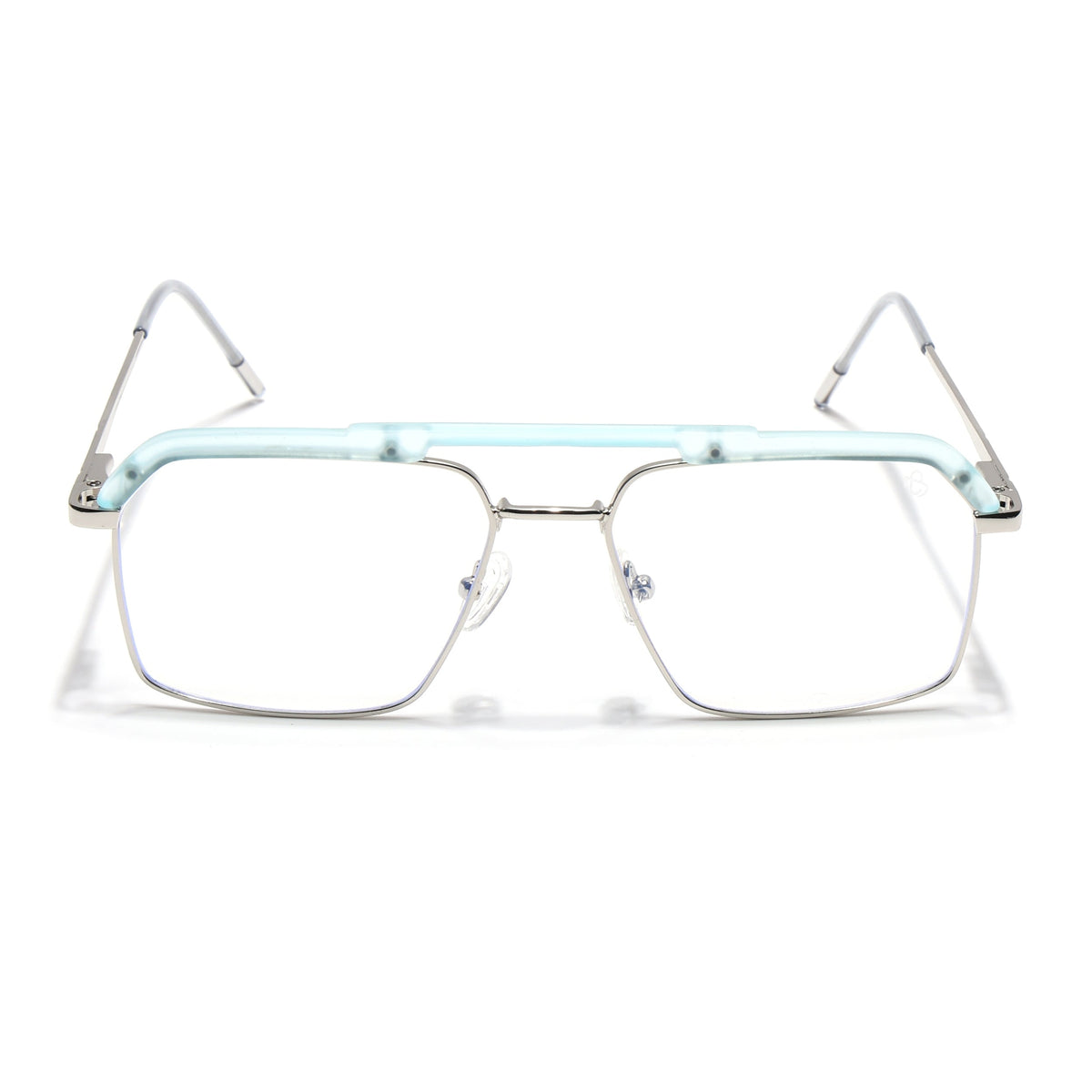 Eyejack Aura Sea Green & Silver Wayfarer Eyeglasses for Men & Women (19005FCL1974-C5)