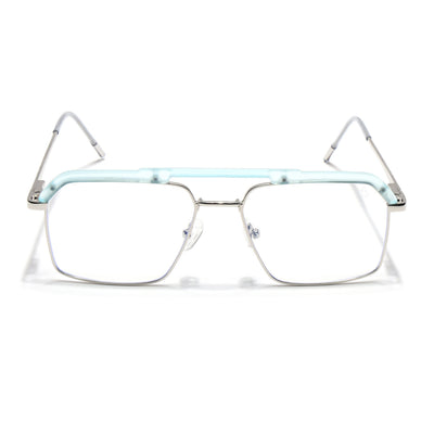 Eyejack Aura Sea Green & Silver Wayfarer Eyeglasses for Men & Women (19005FCL1974-C5)
