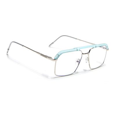 Eyejack Aura Sea Green & Silver Wayfarer Eyeglasses for Men & Women (19005FCL1974-C5)