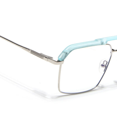 Eyejack Aura Sea Green & Silver Wayfarer Eyeglasses for Men & Women (19005FCL1974-C5)