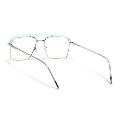 Eyejack Aura Sea Green & Silver Wayfarer Eyeglasses for Men & Women (19005FCL1974-C5)
