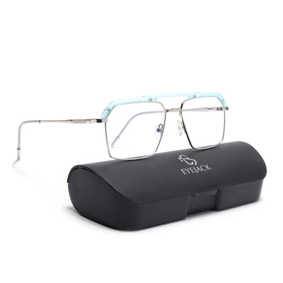 Eyejack Aura Sea Green & Silver Wayfarer Eyeglasses for Men & Women (19005FCL1974-C5)