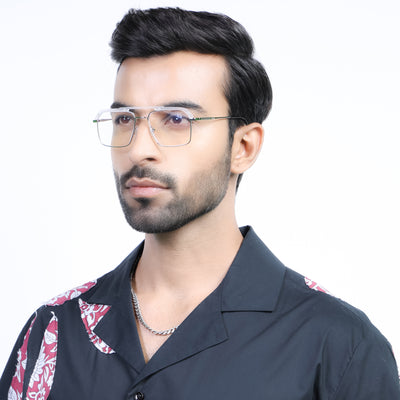 Eyejack Aura Silver & Transparent Wayfarer Eyeglasses for Men & Women (19005FCL1975-C6)