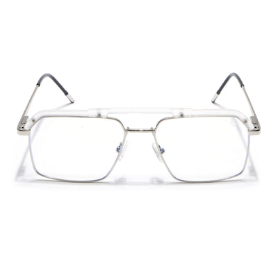 Eyejack Aura Silver & Transparent Wayfarer Eyeglasses for Men & Women (19005FCL1975-C6)