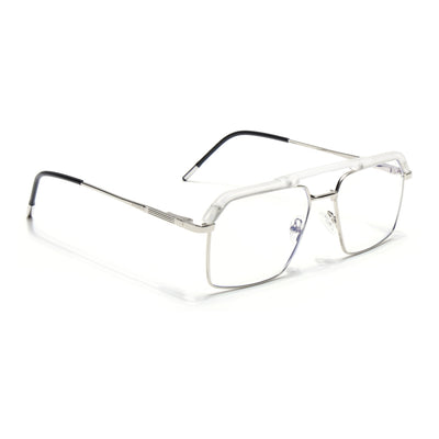 Eyejack Aura Silver & Transparent Wayfarer Eyeglasses for Men & Women (19005FCL1975-C6)