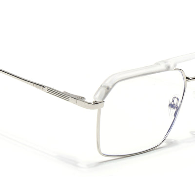 Eyejack Aura Silver & Transparent Wayfarer Eyeglasses for Men & Women (19005FCL1975-C6)
