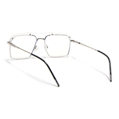 Eyejack Aura Silver & Transparent Wayfarer Eyeglasses for Men & Women (19005FCL1975-C6)