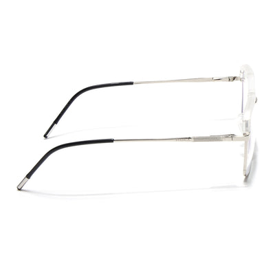 Eyejack Aura Silver & Transparent Wayfarer Eyeglasses for Men & Women (19005FCL1975-C6)