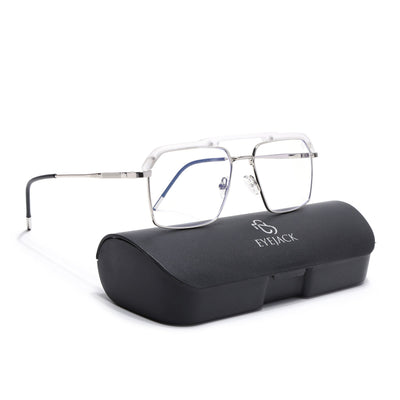 Eyejack Aura Silver & Transparent Wayfarer Eyeglasses for Men & Women (19005FCL1975-C6)