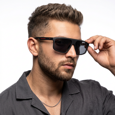 Eyejack Crossline Black Rectangle Polarized Sunglasses for Men & Women (1902PCL2056)