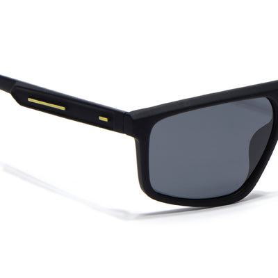 Eyejack Crossline Black Rectangle Polarized Sunglasses for Men & Women (1902PCL2057)