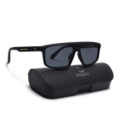 Eyejack Crossline Black Rectangle Polarized Sunglasses for Men & Women (1902PCL2057)