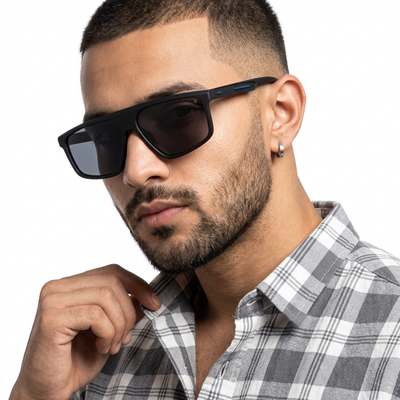 Eyejack Crossline Black Rectangle Polarized Sunglasses for Men & Women (1902PCL2058)