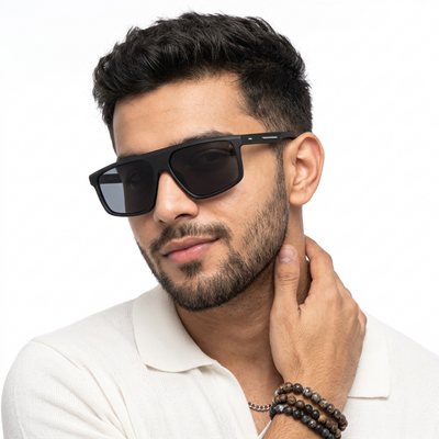 Eyejack Crossline Black Rectangle Polarized Sunglasses for Men & Women (1902PCL2059)