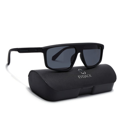 Eyejack Crossline Black Rectangle Polarized Sunglasses for Men & Women (1902PCL2060)