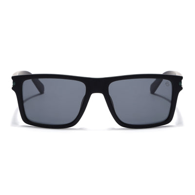 Eyejack Crossline Black & Green Square Polarized Sunglasses for Men & Women (1903PCL2065)