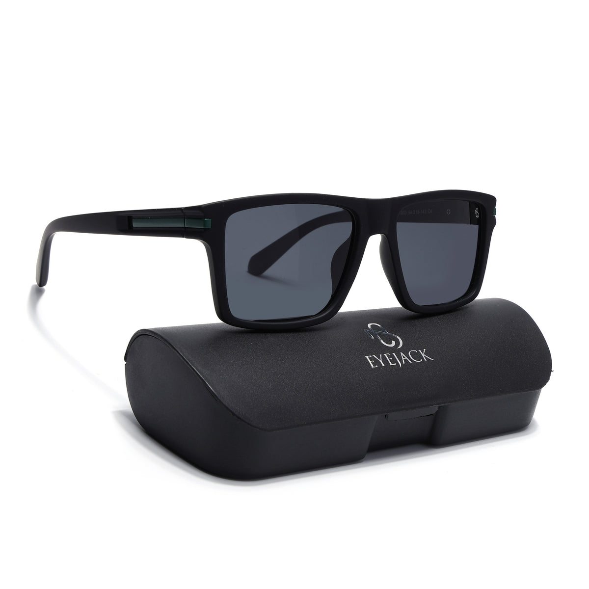 Eyejack Crossline Black & Green Square Polarized Sunglasses for Men & Women (1903PCL2065)