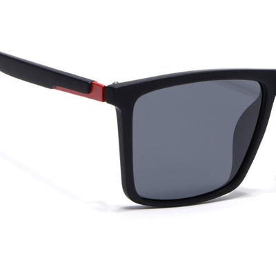 Eyejack Crossline Black Square Polarized Sunglasses for Men & Women (1906PCL2076)